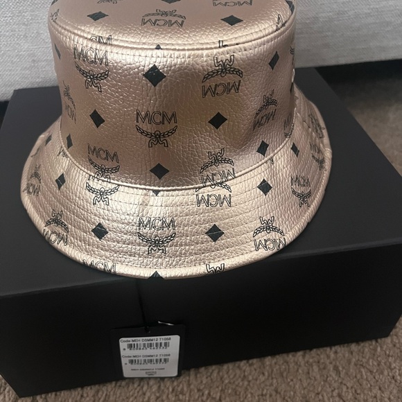 MCM Accessories - MCM Metallic Logo Bucket Hat - Gold and Black